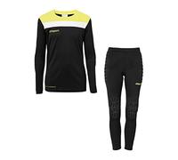 uhlsport Offense 23 Goalkeeper Set Junior, T-Shirt Bambino, Nero/Giallo Fluorescente/Bianco, 116