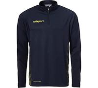 uhlsport Score 1/4 Zip Top, Maglietta a Maniche Lunghe per Bambini, Blu Marine/Giallo Fluo, 128