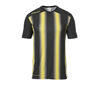 uhlsport Stripe 2.0 - Maglia a Maniche Corte da Bambino, Bambini, Maglietta, 100220512, Nero/Giallo Limone, 140