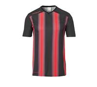 uhlsport Stripe 2.0 - Maglia a Maniche Corte da Bambino, Bambini, Maglietta, 100220526, Nero/Rosso, 128