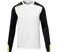 uhlsport Tower Torwart Langarm Trikot, Maglia da Bambino, Bianco/Nero/Giallo Fluo, 128