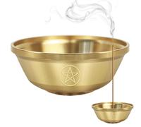 Uhngw Ciotola per Offerte da Altare,Pentagramma - Piccola Ciotola Metallo per Cristalli | per Altare Cerimonia Yoga Meditazione Preghiere Uomini Donne