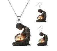 Uhngw Collana e orecchini per la festa della mamma, set di gioielli piatti 2D in acrilico per la mamma | Accessori per abbigliamento, forniture per le vacanze per donne, nonne e mogli, Refer to