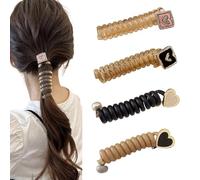 Uhngw Fascia per telefono - Elastico per capelli con cavo telefonico avvolgente e delicato da 4 pezzi - Elastico per capelli a forma di filo telefonico, regalo delicato sui capelli per la figlia, la