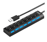Uhngw Hub USB, Adattatore con Interruttori Individuali per Montaggio Video Postazione Trading Lavoro Remoto Aula Spazi Coworking, Hub Multiuso con Pulsante Indipendente per Smartworking Spazi