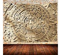 UHOMETAP Arazzo Maya, calendario azteco antico da appendere alla parete, con simbolo azteco, mandala, decorazione per la casa, tappetino da picnic, telo mare, arte da parete per camera da letto, 203 x
