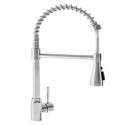 UHOUSEST - Rubinetto monocomando da cucina in acciaio inox (stile Grohe), finitura cromata lucida (argento), accessori di montaggio inclusi, compatibile con connettori standard britannici
