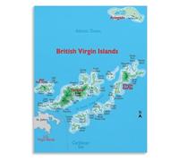 UHPEAAUN British Virgin Islands Map Wall-Art Poster Home Decor Travel Geography Navigation(Unframed,16x24inch(40x60cm))