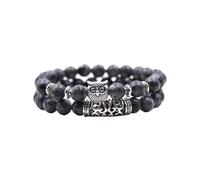 Uhren Mit Lederarmband Herren Naturstein-Armband, Naturstein-Perlenarmband, Vulkangestein, roter Stift E, vielseitiges Paar-Armband Organizer Für Schmuckkästchen (F, One Size)