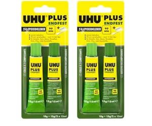 UHU 11525 Plus Adesivo Epossidico a Due Componenti, Trasparente, 30 ml (Confezione da 2)