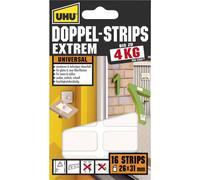 UHU Doppelstrips Extrem, Hochbelastbare doppelseitige Klebestrips, weiß, 26 mm x