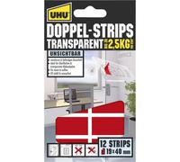 UHU 45515 - Strisce doppie (trasparenti, 2,5 kg, 19 mm x 40 mm), 12 pezzi