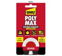 UHU 7004621 Poly MAX Doppelband bianco doppia banda, bianco, 1,5 m x 19 mm