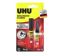 UHU Colla istantanea istantanea in plastica, super veloce a 2 fasi per l'incollaggio di tutte le materie plastiche, 2 g + 3 ml