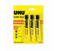 UHU colla qualsiasi gel extra - Colla gelata cristallina, non goccia, multimateriale, trasparente, confezione da 3 tubetti da 31 g