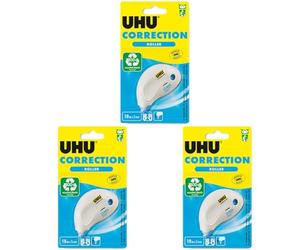 UHU Correttore Roller Compact blister 10mt (Confezione da 3)