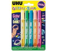 UHU Glitter Glue Glow in the Dark Glitter Glue Children's Formula Washable Pack