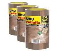 UHU Nastro adesivo da imballaggio Rollafix Classic, 50 mm x 50 m, confezione da 9 pezzi, silenzioso