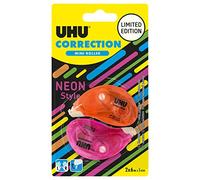 UHU Neon Mini Correction Tape - Nastro correttore veloce, pulito e preciso, bianco, confezione da 2, 6 m x 5 mm