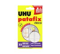 Uhu Patafix Deco, 32 Gommini Adesivi Super Forti, bianco