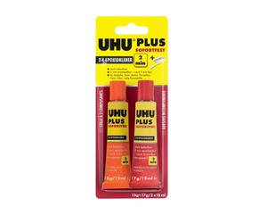 UHU Plus 2 min Colla epossidico bicomponente super rapido extra forte trasparent