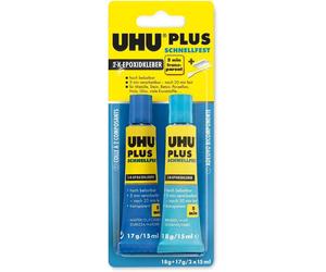 UHU Plus 5 Minuti Colla Universale bicomponente A+B Rapida - 18 g+17 g - 2x15 ml