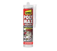 UHU POLY MAX Colla di montaggio 10 SEK Instant Power cartuccia universale, trasparente e sigillante con elevata adesione iniziale e rapida crescita della resistenza, trasparente 300 g.