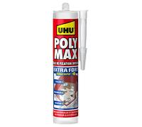 UHU Polymax extra forte invisibile- Mastice/colla di fissaggio MSP per incollare, assemblare e unire, tutte le superfici, asciugatura rapida, senza solventi, trasparente, cartuccia 300 g