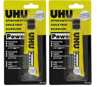 UHU Power Poliuretanico 45ml Adesivo speciali Extraforte, rapido e pulito. Trasparente (Confezione da 2)
