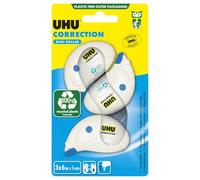 UHU Rollers correcteur mini - Ruban correcteur rapide, propre et précis, blanc, lot 3 de 6m x 5mm