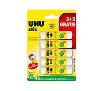 UHU Stic 5x8.2g colla per bambini, sicura da usare per i lavoretti, adatta per la scuola, l'ufficio, l'università