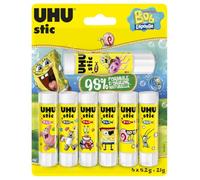 UHU Stic - Bastone di colla senza solventi, edizione Bob La spugna, colla per bambini, hobby creativi, ufficio, casa, scuola, bianco, forniture per ufficio, confezione da 10 stick da 8,2 g + 1