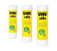UHU Stic Colla Stick - Senza Solventi - Applicazione Chiara - 8 g/21 g/40 g - 1 di qualsiasi dimensione - Confezione da 3
