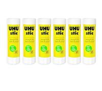 UHU Stic Colla Stick - Senza Solventi - Applicazione Trasparente - 40 g - 6 Pezzi