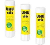 UHU Stic Colla Stick - Senza Solventi - Applicazione Trasparente - 8 g - 3 Pezzi