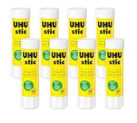 UHU Stic Colla Stick - Senza Solventi - Applicazione Trasparente - 8 g - 8 Pezzi