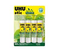 UHU stic ReNature 4x21g naturale con tubetto in bioplastica colla per bambini, sicura da usare per i lavoretti, adatta per la scuola, l'ufficio, l'università