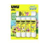 UHU stic Spongebob, Colla Stick 21 g, Edizione Limitata collezionabile, Formula 98% Naturale, Confezione da 5 Pezzi