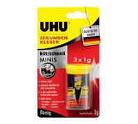 UHU Colla istantanea Minis, super veloce ed estremamente forte, colla liquida in pratici mini tubi, 3 x 1 g