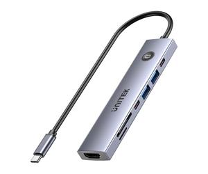 uHUB S7 Pro Hub USB-C 7 in 1 da 5 Gbps con pulsante di accensione/spegnimento dello schermo