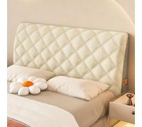 UHVUJDUI Copri Testiera Letto Universale,Copritestiera Letto/Copertura Testiera Letto Matrimoniale/Singolo Imbottito Velluto,Fodera Elasticizzato Lavabile Antigraffio(Cream white,95-105cm)