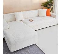 UHVUJDUI Copridivano Angolare Impermeabile Copertura Divano 3 2 4 1 Posti Con Penisola, Elasticizzato Salvadivano Forma Di L Antiscivolo Per Cane Gatto Antigraffio(Beige white,145cm-185cm)
