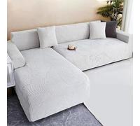 UHVUJDUI Copridivano Angolare Impermeabile Copertura Divano 3 2 4 1 Posti Con Penisola, Elasticizzato Salvadivano Forma Di L Antiscivolo Per Cane Gatto Antigraffio(Light gray,235cm-300cm)