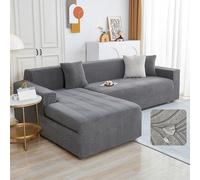 UHVUJDUI Copridivano Angolare Impermeabile Copertura Divano 3 2 4 Posti Con Penisola, Elasticizzato Salvadivano Forma Di L Antiscivolo Per Cane Gatto Antigraffio(Dark gray,190cm-230cm(1pcs))