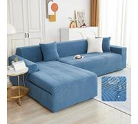 UHVUJDUI Copridivano Angolare Impermeabile Copertura Divano 3 2 4 Posti Con Penisola, Elasticizzato Salvadivano Forma Di L Antiscivolo Per Cane Gatto Antigraffio(Blue,235cm-300cm(1pcs))