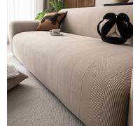 UHVUJDUI Copridivano Impermeabile 1/2/3/4/5 Posti Con Braccioli,Copridivani Elasticizzato Antiscivolo,Universale Copri Divano AntiGraffio Gatto,Sofa Cover Antimacchia Lavabile(Khaki B,235cm-300cm)