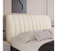 UHVUJDUI Copritestiera Letto Copertura/Copri Testata Letto Matrimoniale/Singolo Imbottita Velluto,Fodera Per Testiera Letto Elastica Protezione Antigraffio Lavabile(Beige,180cm)