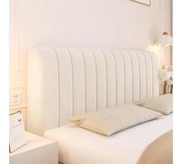 UHVUJDUI Copritestiera Letto Velluto Copri Testiera Letto Matrimoniale/Singolo/Una Piazza E Mezza Imbottita,Elasticizzato Morbido Tessuto Copertura Testiera Letto Universale(Beige white,120cm)