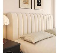 UHVUJDUI Copritestiera Letto Velluto Copri Testiera Letto Matrimoniale/Singolo/Una Piazza E Mezza Imbottita,Elasticizzato Morbido Tessuto Copertura Testiera Letto Universale(Beige white,140cm)