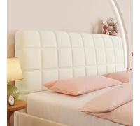 UHVUJDUI Velluto Copri Testiera Letto Matrimoniale/Singolo/Una Piazza E Mezza Imbottita Elasticizzato Universale Copertura Testiera Letto Per Ferro Battuto/Legno/Pelle(Beige white,190cm)